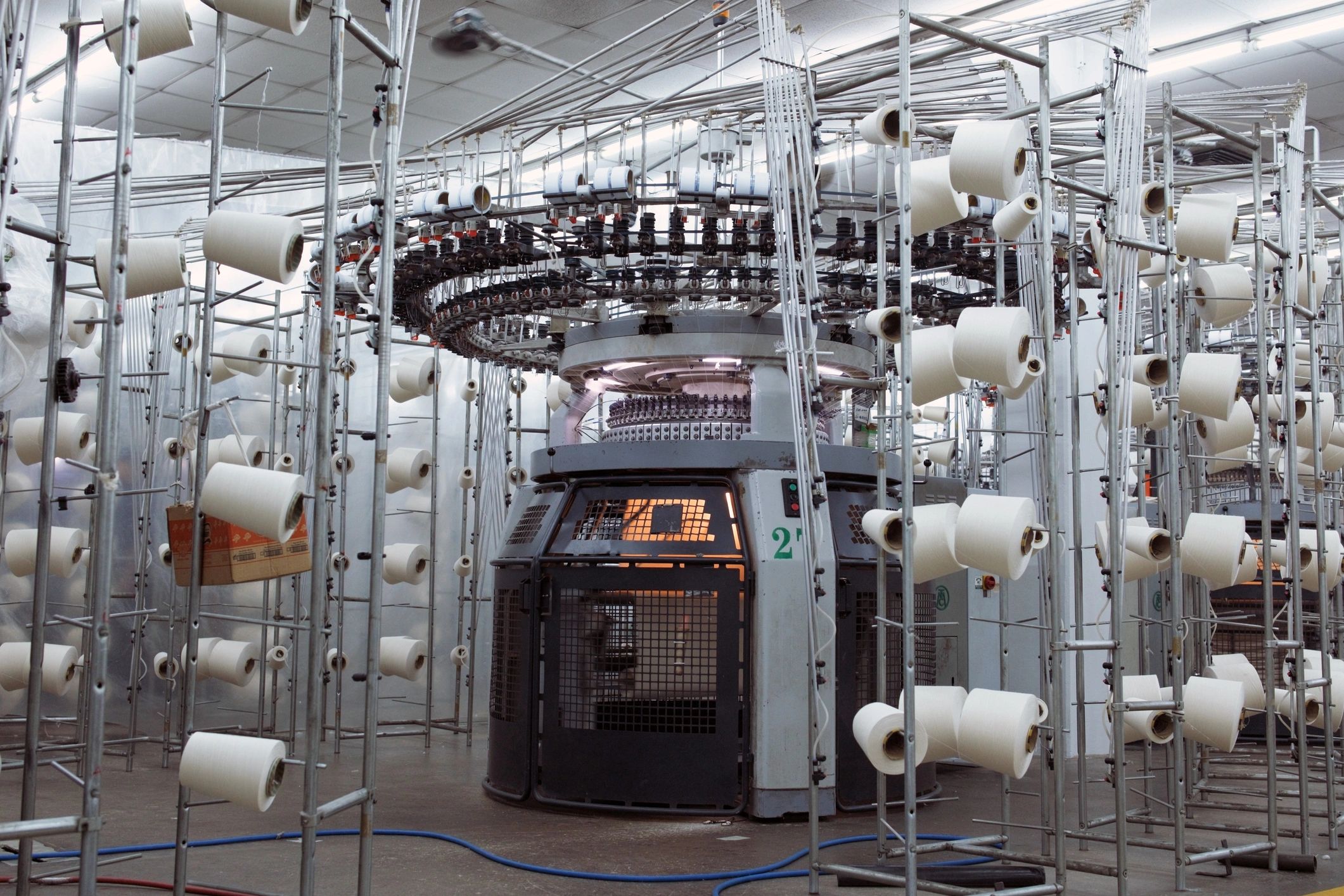 Textile production machinery in operation