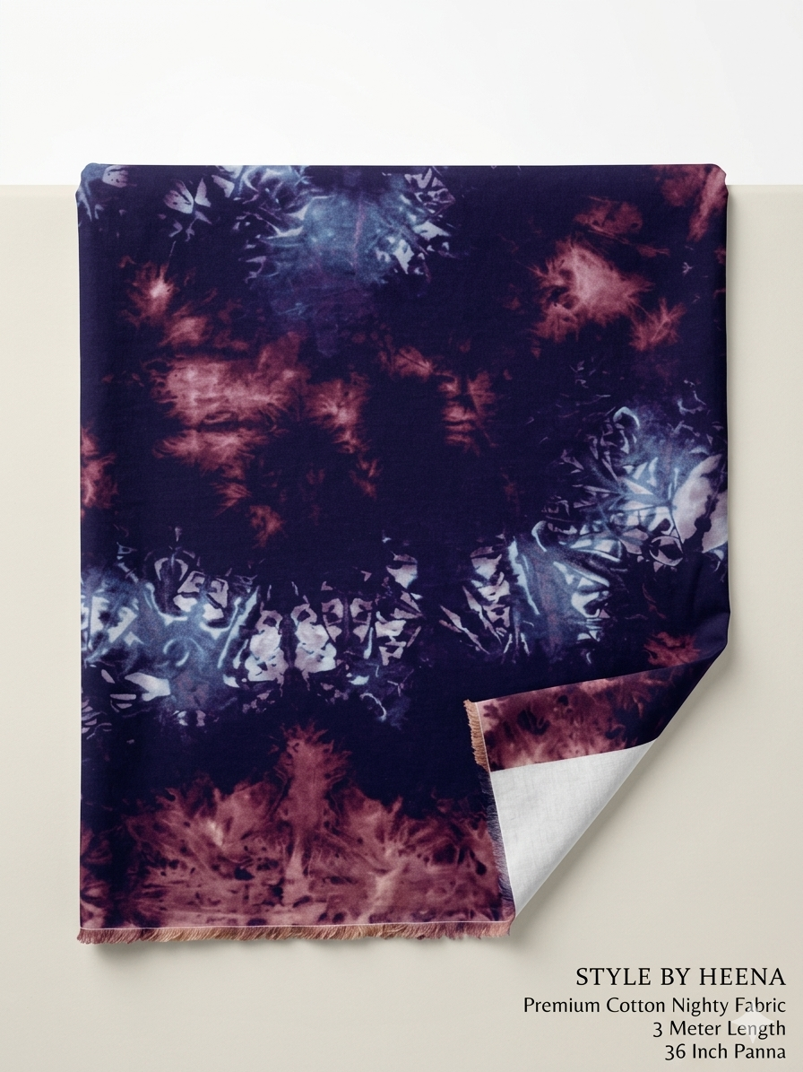 Purple Lavender Bandhej Shibori cotton nighty fabric