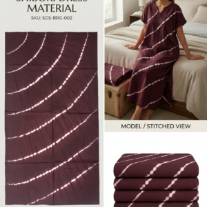 STYLE BY HEENA Wine Burgundy Shibori Cotton Nighty Fabric for Women | 3 Meter Unstitched Dress Material