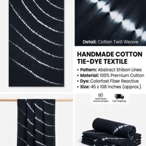 STYLE BY HEENA Midnight Blue Stripe Shibori Cotton Nighty Fabric for Women | 3 Meter Unstitched Dress Material