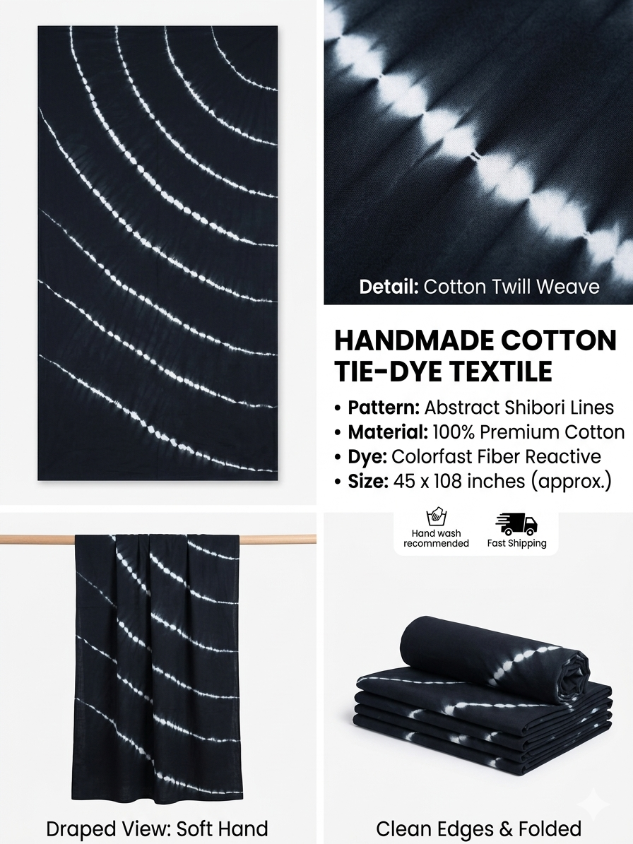 STYLE BY HEENA Midnight Blue Stripe Shibori Cotton Nighty Fabric for Women | 3 Meter Unstitched Dress Material