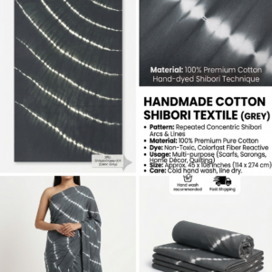 STYLE BY HEENA Charcoal Grey Shibori Cotton Nighty Fabric for Women | 3 Meter Unstitched Dress Material