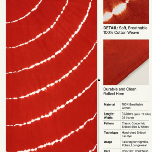 STYLE BY HEENA Burnt Orange Shibori Cotton Nighty Fabric for Women | 3 Meter Unstitched Dress Material
