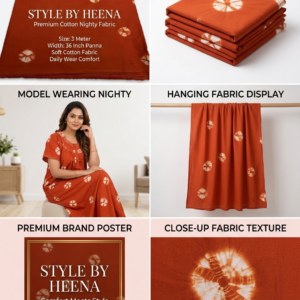 STYLE BY HEENA Shibori Cotton Nighty Fabric for Women | 3 Meter Unstitched Dress Material