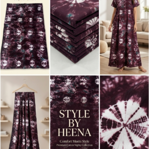 STYLE BY HEENA Deep Cocoa Brown Shibori Cotton Nighty Fabric for Women | 3 Meter Unstitched Dress Material