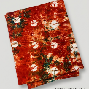 STYLE BY HEENA Rust Orange Shibori Cotton Nighty Fabric for Women | 3 Meter Unstitched Dress Material