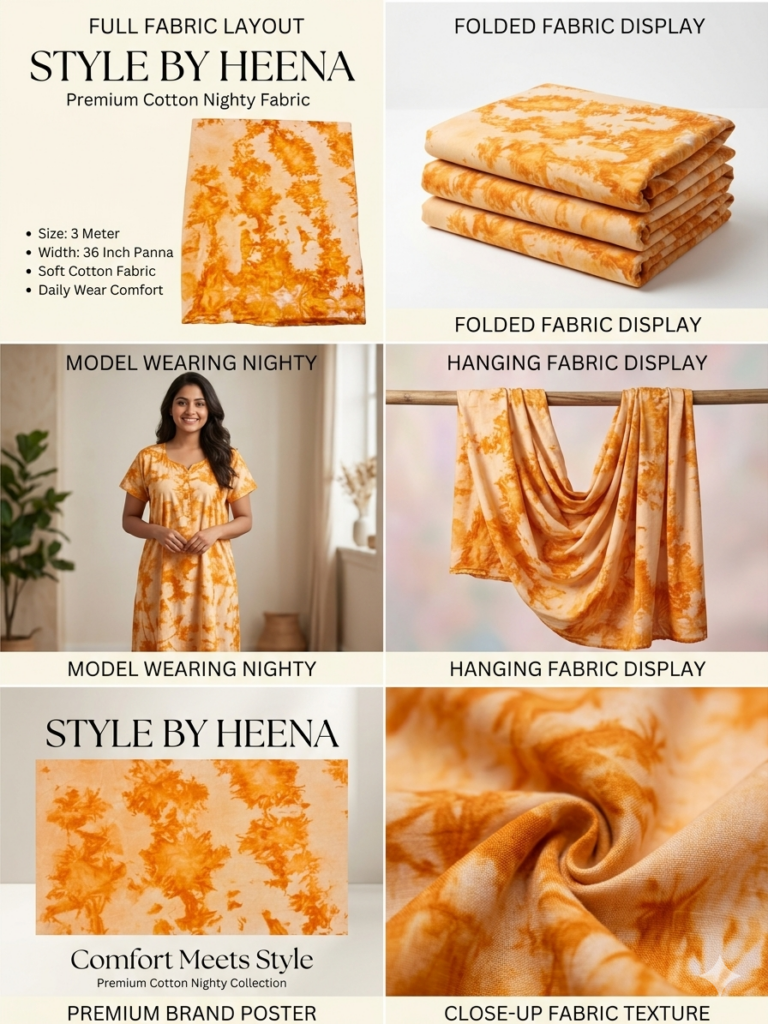 Cotton Nighty Fabric with Dupatta Set, Tie-Dye – Wholesale