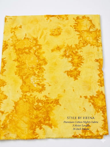 STYLE BY HEENA Mustard Yellow Shibori Cotton Nighty Fabric for Women | 3 Meter Unstitched Dress Material - Image 2