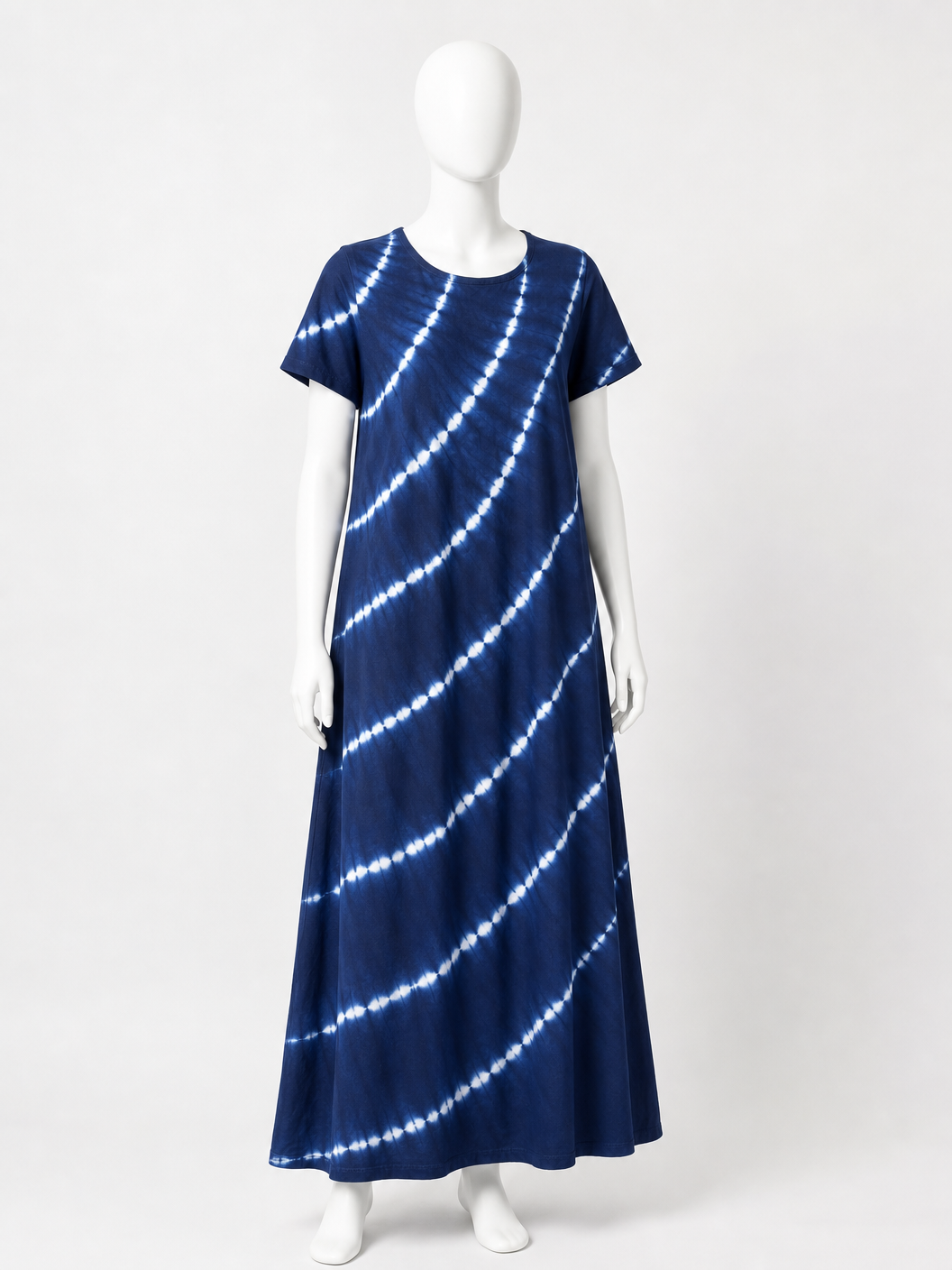 STYLE BY HEENA Midnight Blue Stripe Shibori Cotton Nighty Fabric for Women | 3 Meter Unstitched Dress Material - Image 2