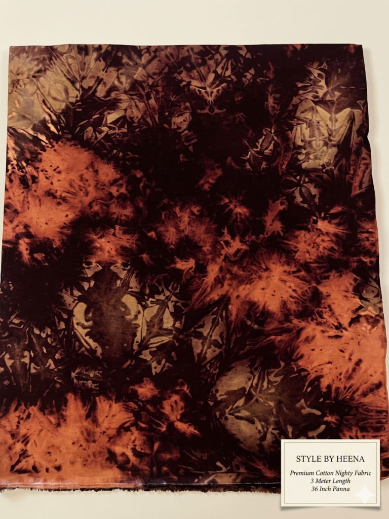 Maroon Copper Bandhej Shibori Cotton Nighty Fabric 3 Meter | 36 Inch | 300 GSM | Autoloom | StyleByHeena | SBH-005