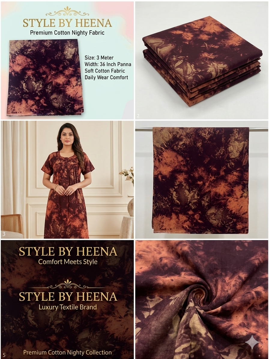 Combo Offer: Black Golden + Maroon Copper Shibori Bandhej Cotton Nighty Fabric (2 x 3 Meter) - Image 7