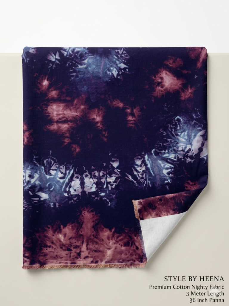 Purple Lavender Bandhej Shibori Tie-Dye Cotton Nighty Fabric 3 Meter | 36 Inch | 300 GSM | Autoloom | StyleByHeena | SBH-003