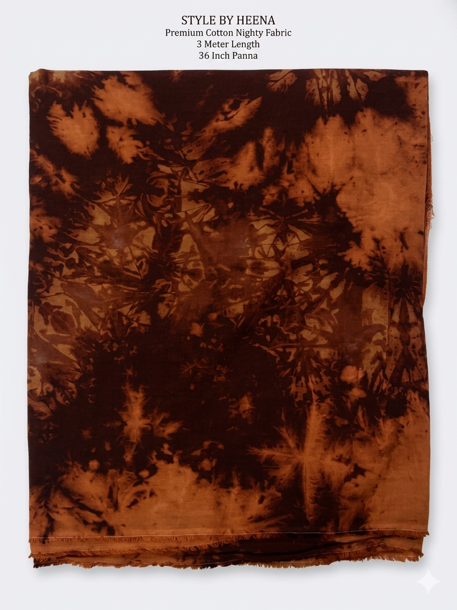 Rust Brown Shibori Print Cotton Nighty Fabric Bandhej 3 Meter | 36 Inch | 300 GSM | Autoloom | StyleByHeena | SBH-002 - Image 2