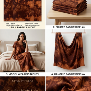 Rust Brown Shibori Print Cotton Nighty Fabric Bandhej 3 Meter | 36 Inch | 300 GSM | Autoloom | StyleByHeena | SBH-002